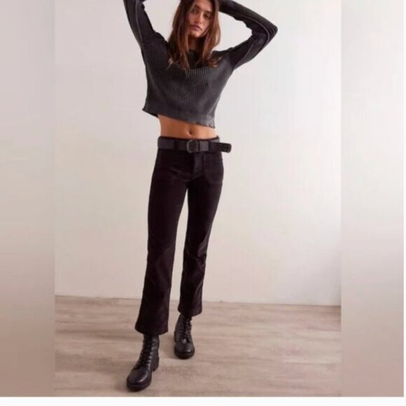 NWOT Free People High Time Velvet Kick Flare Pants in Black size 6 - Picture 4 of 8